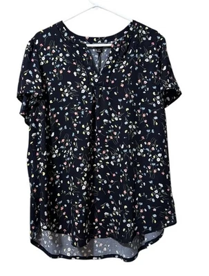 Blusa 41 Hawthorn Mujer Talla 2X Floral Popover Manga Corta Material Reciclado Foto 1 de 4