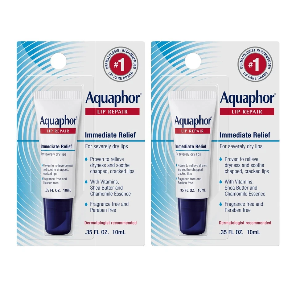 Paquete de 4 bálsamos para calmar manteca de karité Aquaphor LIP Repair severamente secos 0,35 oz/10 ml Foto 1 de 4
