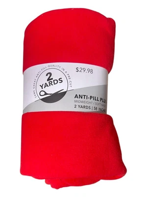 Anti-Pill Pre-Cut Plush Red Fleece Fabric- 2yards x 58" NEW $29.99 - Image 1 of 4