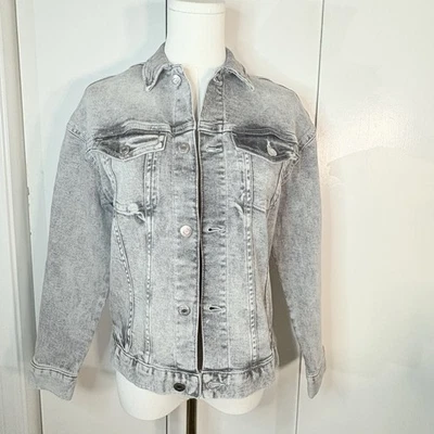 Chaqueta de Camionero Retro Gris Lavado con Ácido Denim Express Vintage Para Mujer Talla Grande NUEVA CON ETIQUETAS Foto 1 de 4