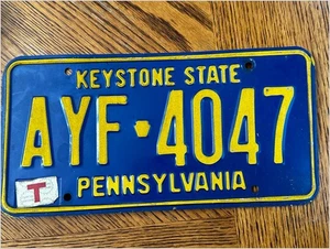 Pennsylvania License Plate AYF-4047 Keystone State Blue & Yellow - Picture 1 of 2