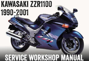 Kawasaki ZZR 1100 ZZR1100 Ninja Workshop Repair Service Manual CD PDF 1990-2001