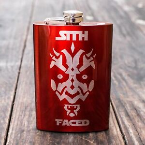 8oz RED Sith Faced Flask L1