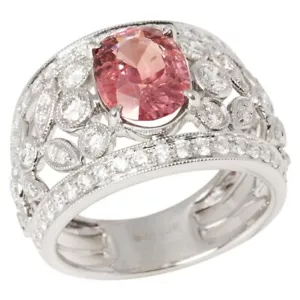 3.19 TCW Simulated Morganite & Sapphire Wedding Ring For Woman In 935 Silver - Picture 1 of 10