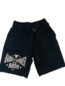 Under Armour Project Rock Terry Shorts Hardest Worker In The Room Men's L NWT - Picture 1 of 5