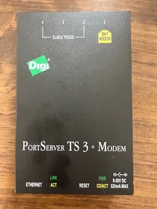 DIGI PORTSERVER TS 3 + MODEM WITH AC ADAPTER PN: (1P)50000836-37 B - Picture 1 of 4