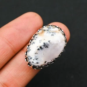 Dendritischer Opal Edelstein Handarbeit 925 Sterling Silber Schmuck Ring Geschenk für Frau - Bild 1 von 4