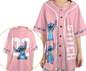 Lilo And Stitch Cute Stitch 2 Sided 3D BASEBALL JERSEY SHIRT Mother Day Gift - Picture 1 of 3