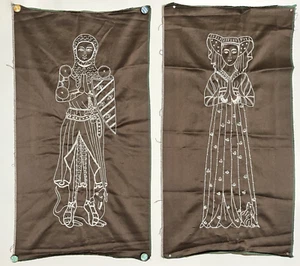 Vintage Elsa Williams Embroidery Completed "Knight and Lady" MCM Wall Art Decor - Picture 1 of 7