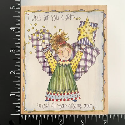 Estampillas Happen I Wish For You A Star Ángel retazos rizados 80203 sello de goma Foto 1 de 3