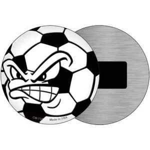 Pelota de fútbol enojada 3,5" placa magnética refrigerador cocina hogar puerta de pared - Imagen 1 de 2
