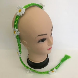 St Patricks Day Headband Green Hair Braid on Plastic Band with Daisies Claire's - Picture 1 of 9