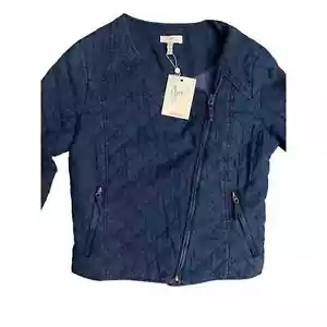 Joie Lightweight Quilted Kassidy Indigo Cropped Jacket Size Small - Picture 1 of 11