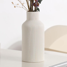 White Ceramic Flower Vase, Minimalist Modern Home Decor, Small Pampas Grass Vase
