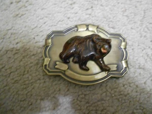 QD07118 VINTAGE 70er **WILDBÄR** KUNST GEDENK MESSING GÜRTELSCHNALLE - Bild 1 von 2