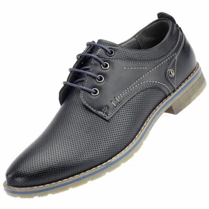 Herren Halbschuhe Business Schnürer Anzug Schuhe Abendschuhe Derby Navy - Bild 1 von 6