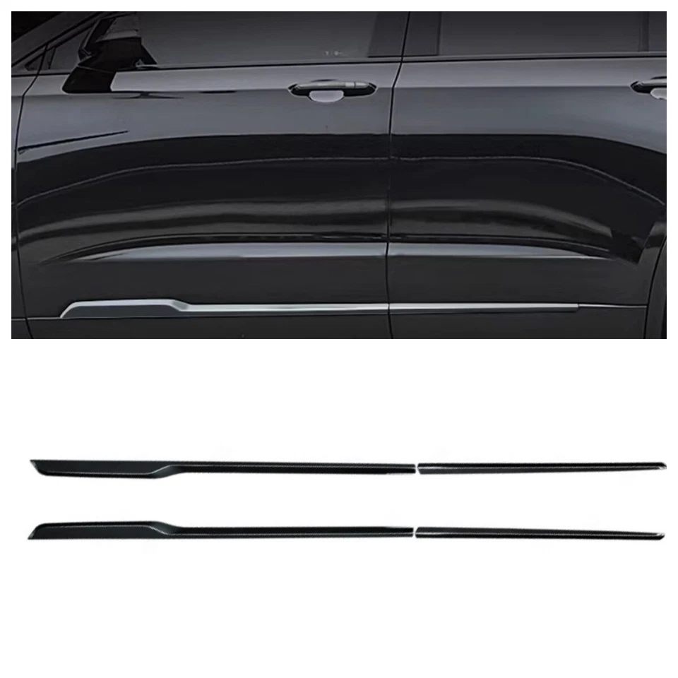 Para Cadillac XT6 2020-2023 carrocería de acero negro molduras de puerta lateral cubierta moldura 2 piezas Foto 1 de 4