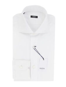 Barba Napoli White Cotton Blend Shirt - Extra Slim - (BN919231)