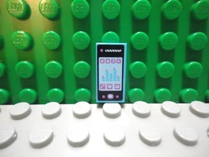 Lego 1 Medium Azure 1x2 printed tile Smartphone NEW - Picture 1 of 1