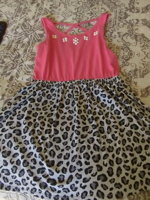 Girls Cheetah  Gray Black And Pink Dress Gymboree 12 - Image 1 of 4