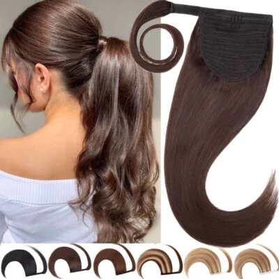 US Real Remy Human Hair Extensions Clip in Wrap Around Ponytail/Thick One Piece - Image 1 of 4