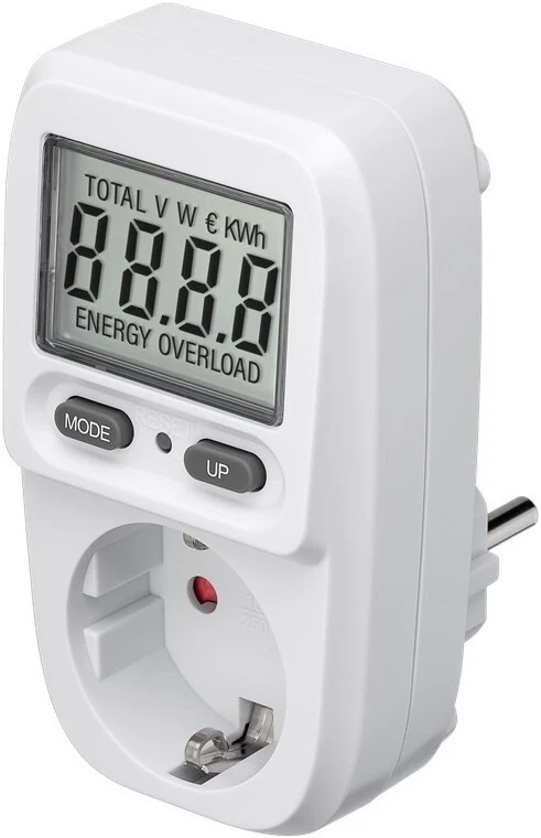 Goobay 64589 Digitales Energiekostenmessgerät Basic weiß-Grau - zur Messung des