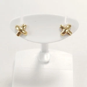 Tiffany & Co. Earrings Yellow Gold 18K 750 Cross Stitch X Stud - Picture 1 of 10