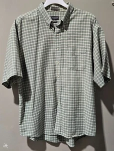 Van Heusen Green Checkered SS Button Up Casual Oxford Shirt -- Men's XXL 18/18.5 - Picture 1 of 6