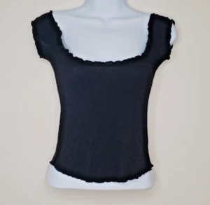 John Galt Brandy Melville Ribbed Baby Tee Y2K Fairy Grunge Whimsigoth One Size - Picture 1 of 13