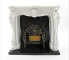 Dolls House Rococo White Fireplace with Black & Gold Grate Resin 1:12 Furniture