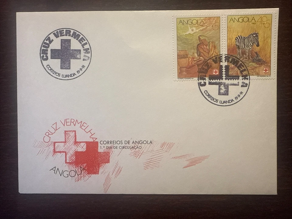 ANGOLA FDC COVER 1991 YEAR RED CROSS  HEALTH MEDICINE STAMPS - Image 1 of 1