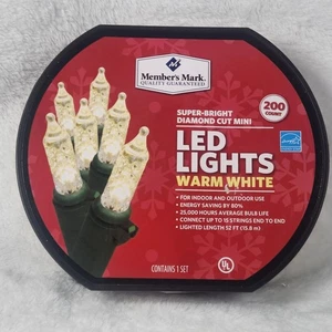 Member's Mark Super Bright Warm White/ LED Lights, 52' 200 Count New - Picture 1 of 8