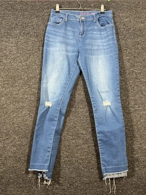 Place Super Skinny Girls Stretch Blue Jeans Raw Hem Size 14 - Image 1 of 4