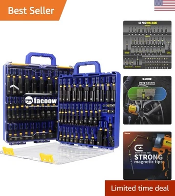 Juego de destornilladores de tuercas duraderos de 55 piezas con brocas de acero S2 y destornillador de tuerca de ala - vástago de 1/4" Foto 1 de 4