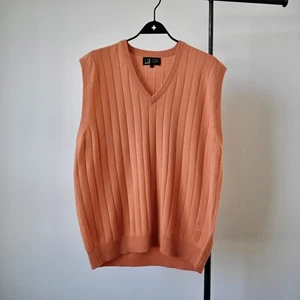 Vintage Dunhill Silk x Cashmere Strickweste, hellorange, Made in Scotland, Gr. L - Bild 1 von 13