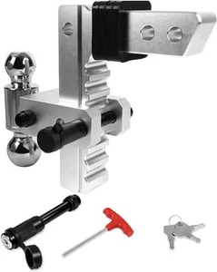 2'' Receiver Adjustable Trailer Tow Hitch 8'' Drop Rise Dual Ball W/Lock 12500lb - Foto 1 di 7