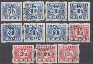 SLOVAKIA - 1940 NAZI GERMANY OCCUPATION - COMPLET POSTAGE DUE Mi. 13-23 - used - Picture 1 of 1