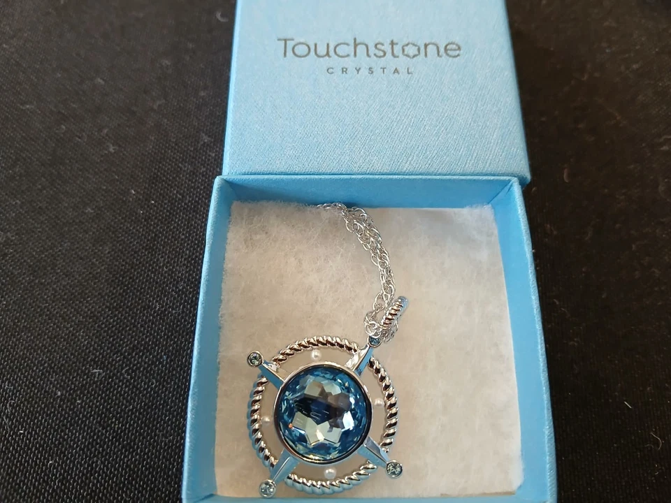 Touchstone Crystal by Swarovski Blue Silver Pendant Necklace - Image 1 of 1