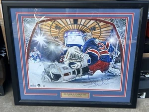 Foto autografiada de Henrik Lundqvist New York Rangers marco Steiner 26,5x22 - Imagen 1 de 9