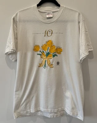VINTAGE 90s Giorgio Beverly Hills 10-Year Floral Commemorative Retro T-Shirt - Изображение 1 из 4