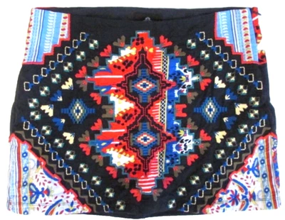 Minifalda Angie para mujer mediana negra y multicolor bordada Foto 1 de 4