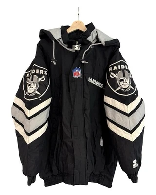 Jaqueta masculina vintage anos 90 Las Vegas Raiders G grande NFL Football Starter Pro Line - Imagem 1 de 4