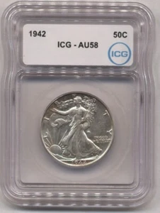 1942 Walking Liberty Half Dollar 50c ICG AU58 - Picture 1 of 2