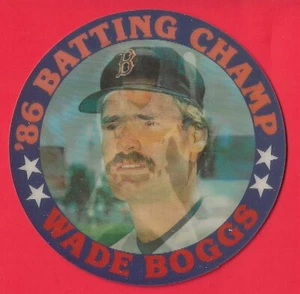 Tarjeta de béisbol 1987 Sportflics Wade Boggs campeón de bateo disco grande Medias Rojas escasa - Imagen 1 de 2