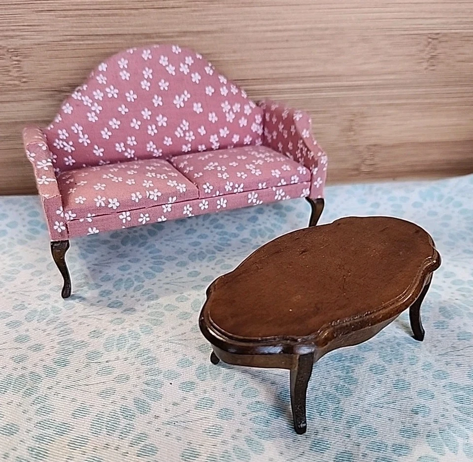 Vintage Town Square Miniatures Living Room Set Miniature Sofa/Loveseat  & Table. - Image 1 of 4