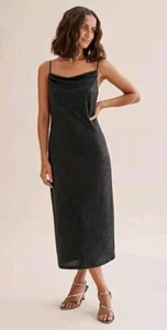 COUNTRY ROAD metallic slip midi dress black Size XS 6 - 8 NWT $179 - Picture 1 of 8