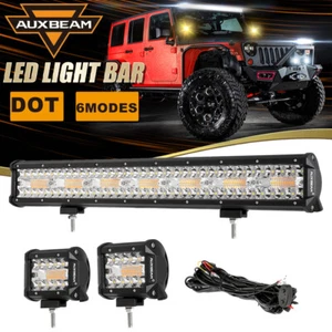 Auxbeam 4" & 20" LED Light Bar Pods 6 Modes For JEEP Truck Offroad 4WD ATV SUV - Picture 1 of 12