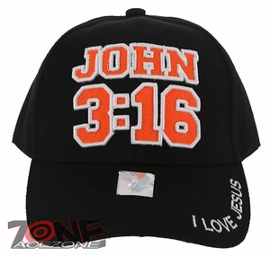 JESUS JOHN 3:16 I LOVE JESUS CHRISTIAN BASEBALL CAP MÜTZE SCHWARZ - Bild 1 von 4
