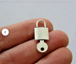 VORHÄNGESCHLOSS SCHLOSS SCHLÜSSEL LIEBE Charm an plattierter 925 Sterlingsilber 18" Halskette Damen - Bild 1 von 7