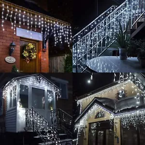Cool White Curtain Icicle Lights Wedding Party LED Fairy Christmas In/ Outdoor - Picture 1 of 12